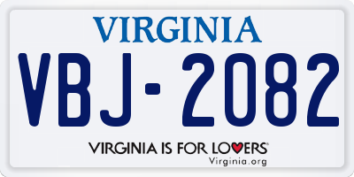 VA license plate VBJ2082