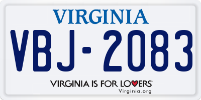 VA license plate VBJ2083