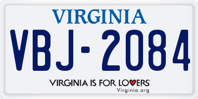 VA license plate VBJ2084