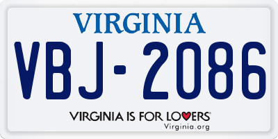 VA license plate VBJ2086