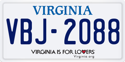 VA license plate VBJ2088