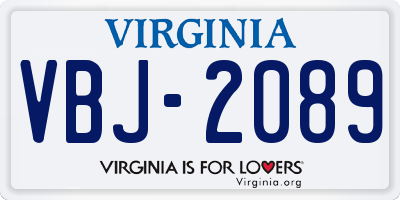 VA license plate VBJ2089