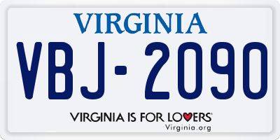 VA license plate VBJ2090