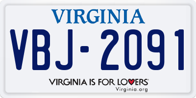 VA license plate VBJ2091