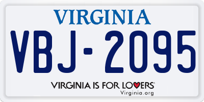 VA license plate VBJ2095