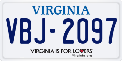 VA license plate VBJ2097