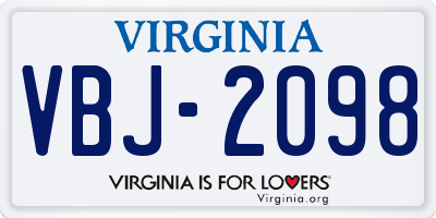VA license plate VBJ2098
