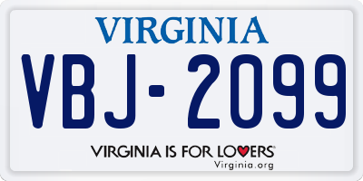 VA license plate VBJ2099