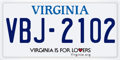 VA license plate VBJ2102