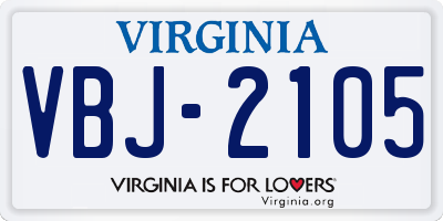 VA license plate VBJ2105