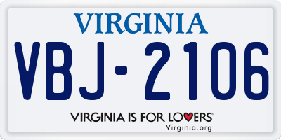 VA license plate VBJ2106