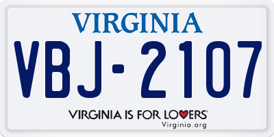 VA license plate VBJ2107