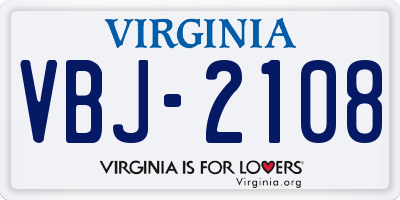 VA license plate VBJ2108