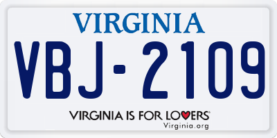 VA license plate VBJ2109