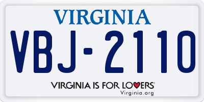 VA license plate VBJ2110