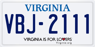 VA license plate VBJ2111