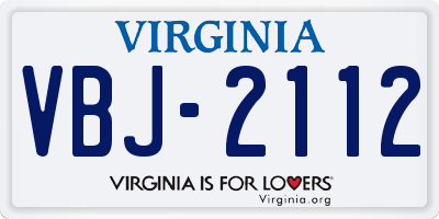 VA license plate VBJ2112