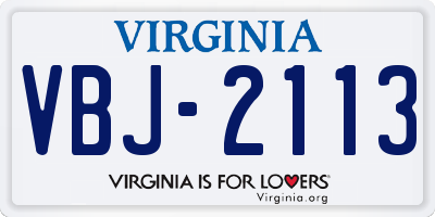 VA license plate VBJ2113