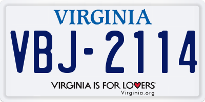 VA license plate VBJ2114