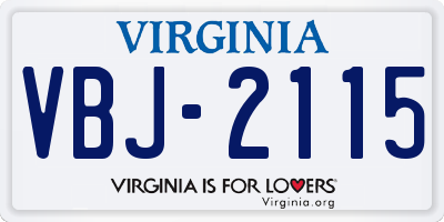 VA license plate VBJ2115