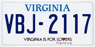 VA license plate VBJ2117