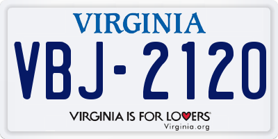 VA license plate VBJ2120