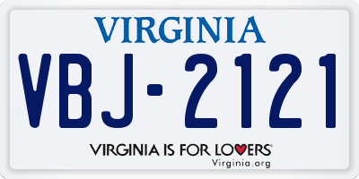 VA license plate VBJ2121
