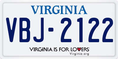 VA license plate VBJ2122