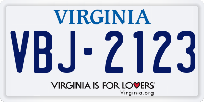 VA license plate VBJ2123