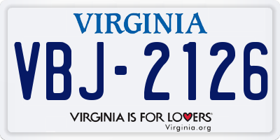 VA license plate VBJ2126