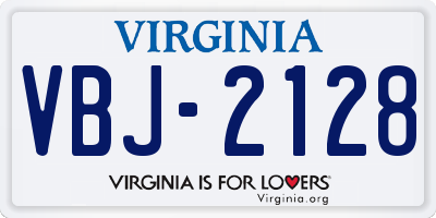 VA license plate VBJ2128