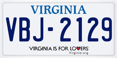 VA license plate VBJ2129