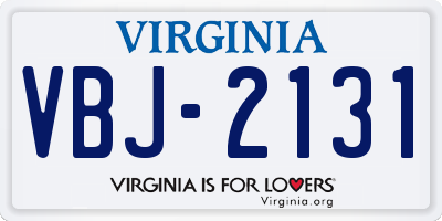 VA license plate VBJ2131
