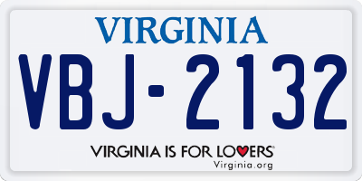 VA license plate VBJ2132