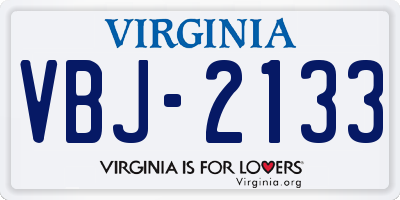 VA license plate VBJ2133