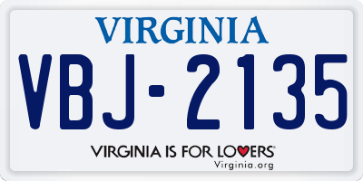 VA license plate VBJ2135