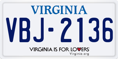 VA license plate VBJ2136