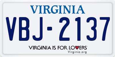 VA license plate VBJ2137
