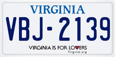 VA license plate VBJ2139