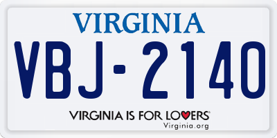 VA license plate VBJ2140