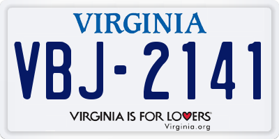 VA license plate VBJ2141