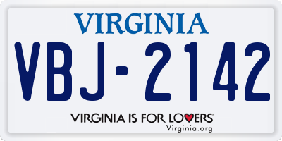 VA license plate VBJ2142