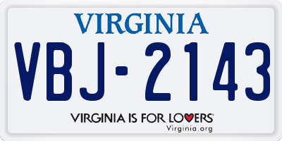 VA license plate VBJ2143