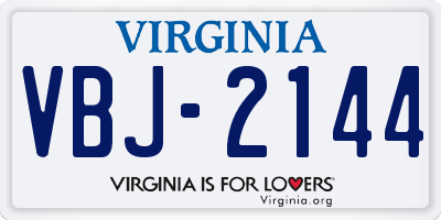 VA license plate VBJ2144