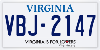 VA license plate VBJ2147