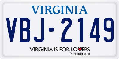 VA license plate VBJ2149