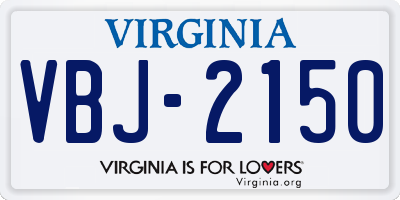 VA license plate VBJ2150