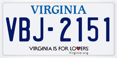 VA license plate VBJ2151