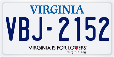 VA license plate VBJ2152