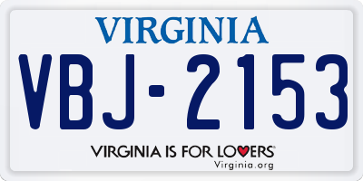 VA license plate VBJ2153